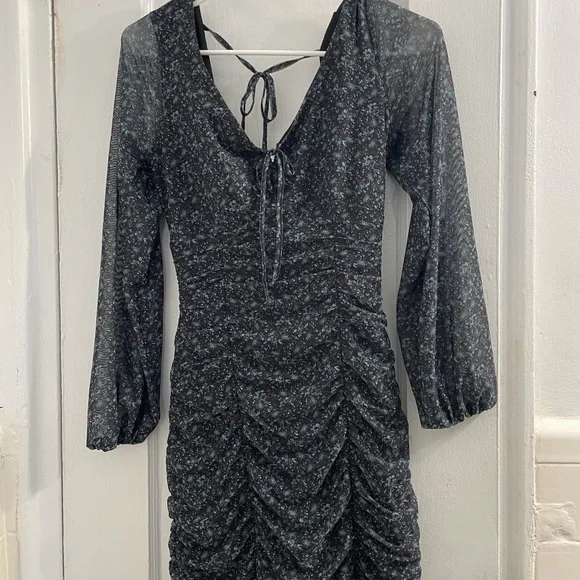 fitted lace wedding dress Holographic Scrunch Sleeve Dress Small